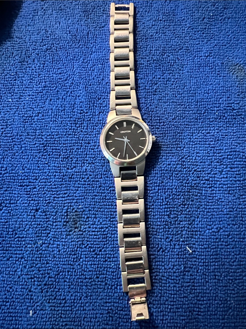 Croton Silver Bracelet Watch with Black Dial